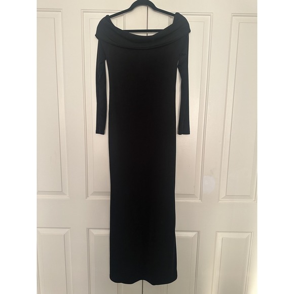 Edikted Dress Womens Large Black Off Shoulder Long Sleeve Maxi Bodycon S14961 - Picture 2 of 16
